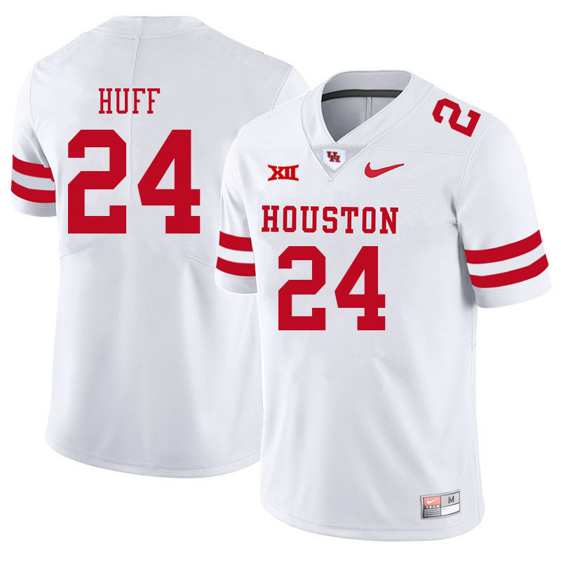 Men #24 Jett Huff Houston Cougars College Big 12 Conference Football Jerseys Sale-White - Click Image to Close